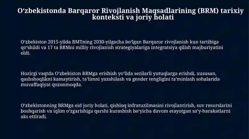 O‘zbekistonda Barqaror RIVOJLANISH MAQSADLARI 3