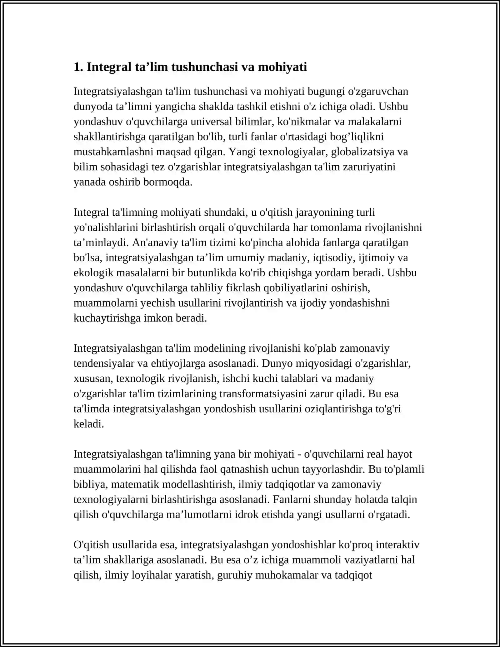 INTEGRAL TAʼLIMNING ZAMONAVIY MODELLARI: TAXLIL VA TAVSIYALAR 3