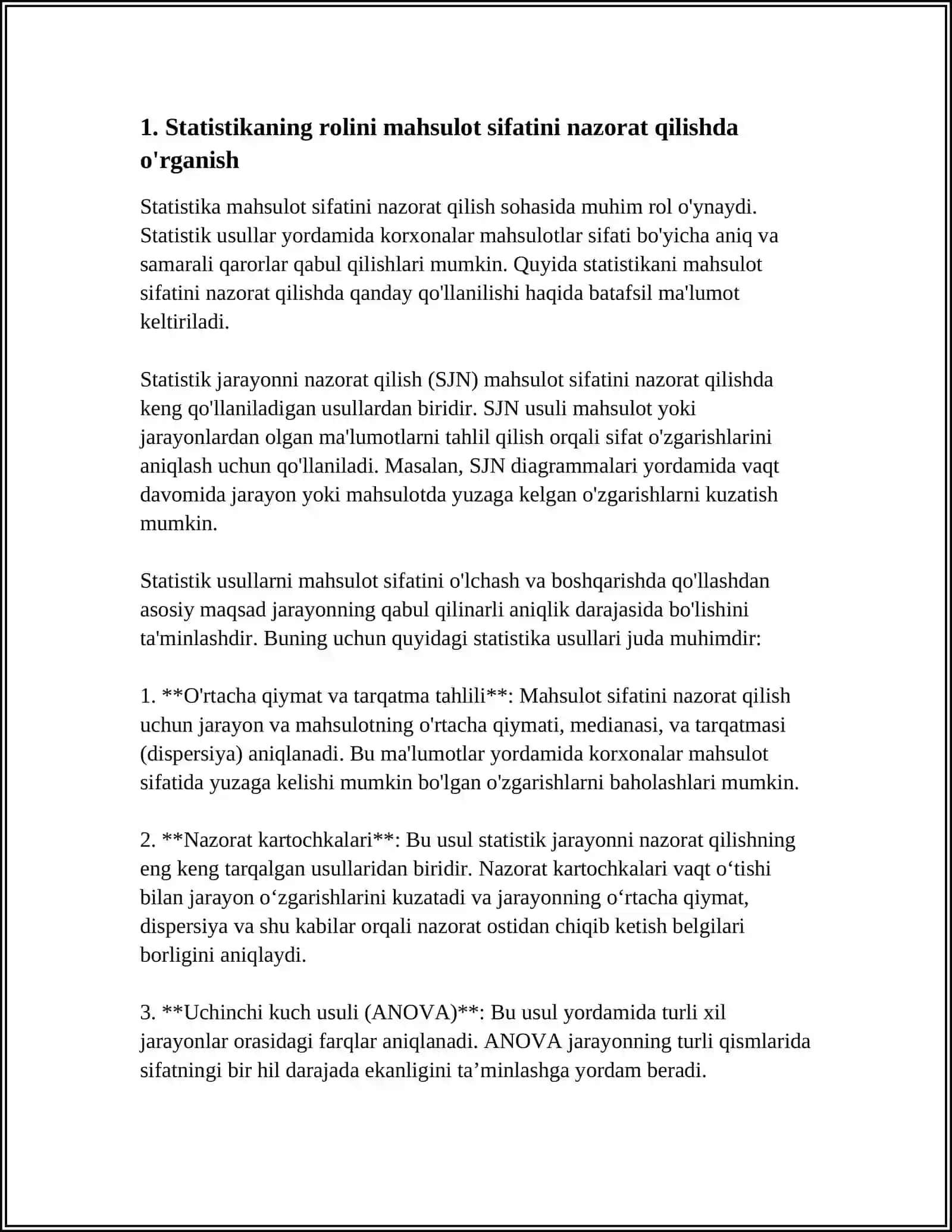 MAHSULOT SIFATINI NAZORAT QILISH USULLARINI TAHLIL QILISH 3
