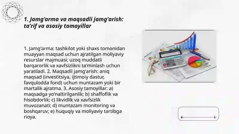 Tadbirkorlik asoslari fanidan 10ta listga Jamgʻarma maqsadli jamgʻarish mavzusiga 3