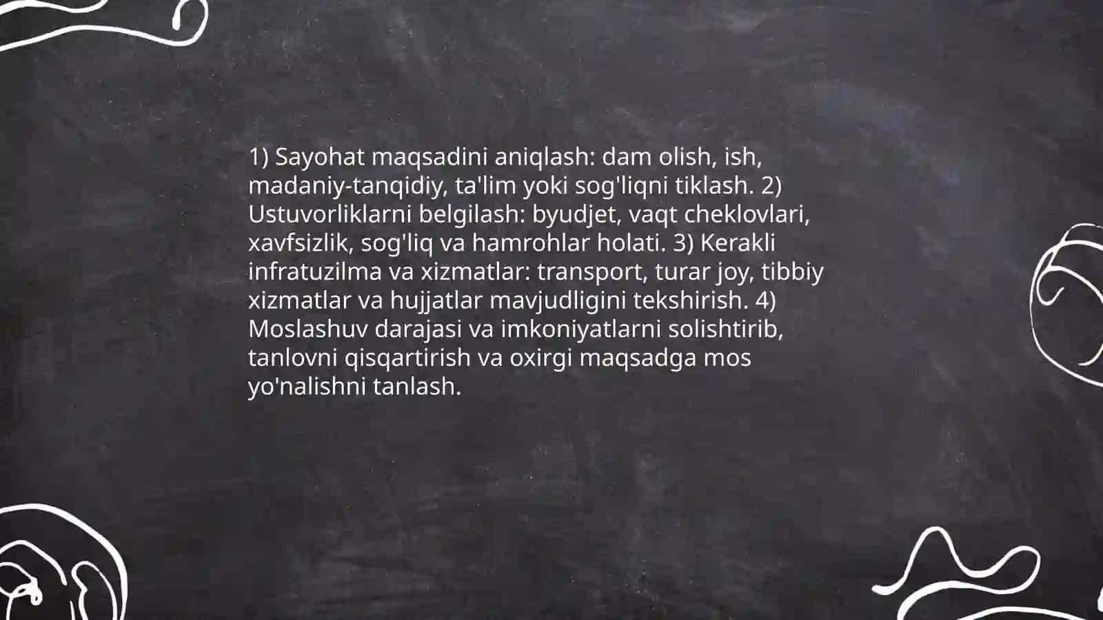 Sayohat yonalishi qanday tartibda tanlanadi? 3
