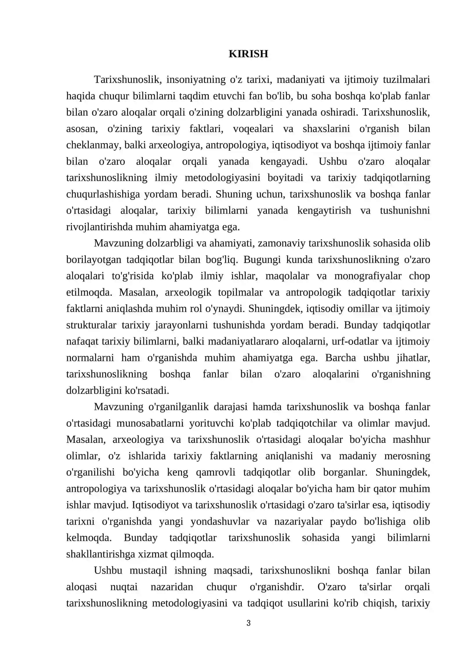 Tarix shunoslikni boshqa fanlar bilan aloqasi 3