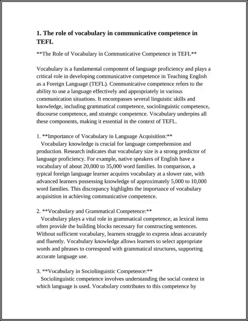 The Role of Vocabulary in Communicative Competence in TEFL 3