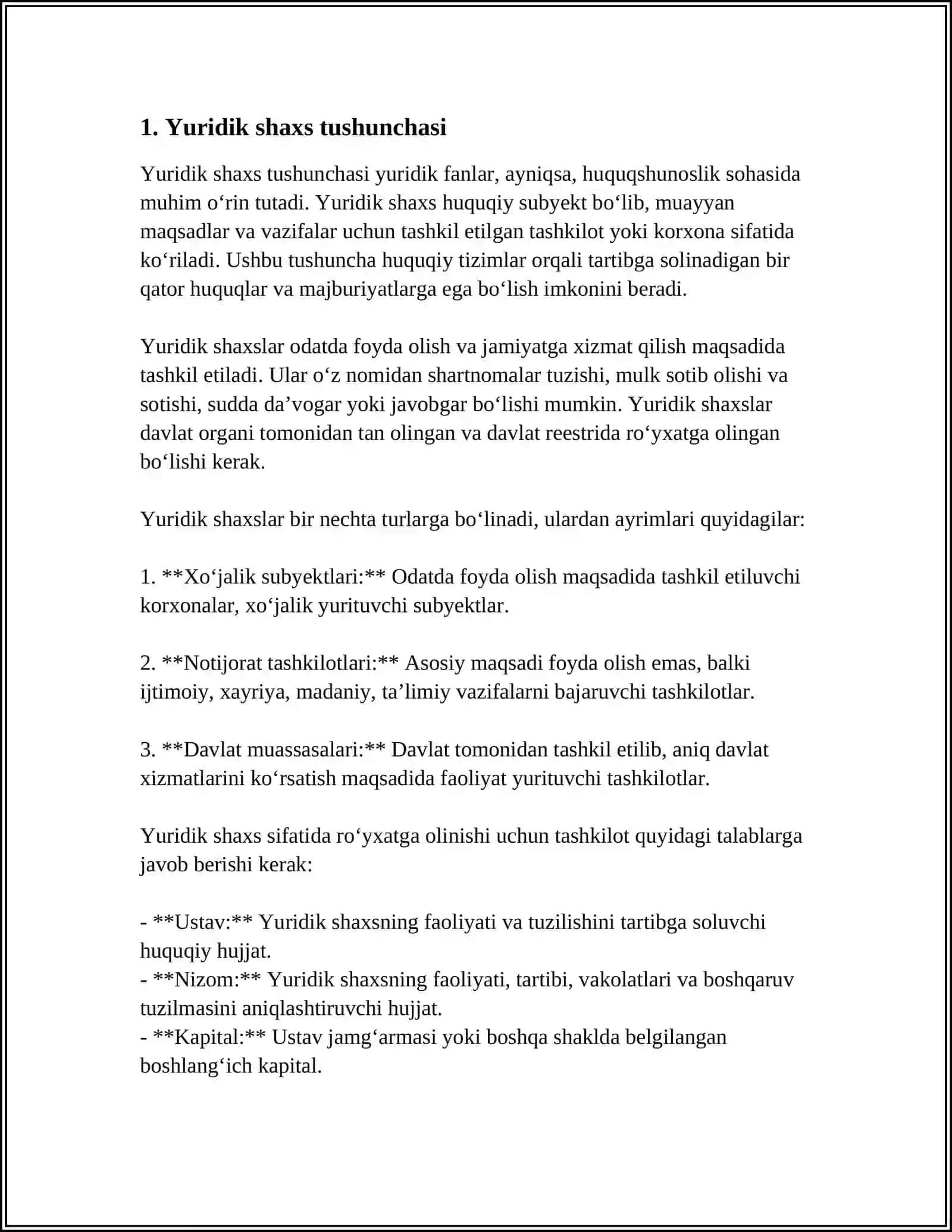 YURIDIK SHAXSLAR TUSHUNCHASI VA BELGILARI 3