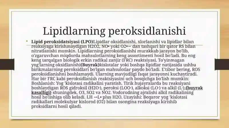 Lipidlarning peroksidlanishi 3
