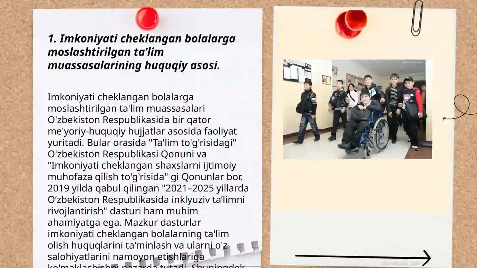 Imkoniyati cheklangan bolalarga maktab va sinf xonalarini moslash va korreksion yordam koʻrsatishning koʻrsatishning huquqiy, pedagogik aspektlari 3