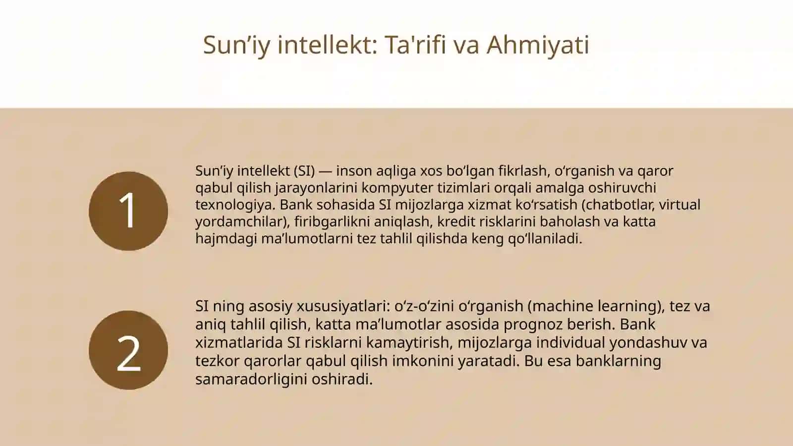 Sun’iy intellektning bank xizmatlarida qo‘llanilishi 3