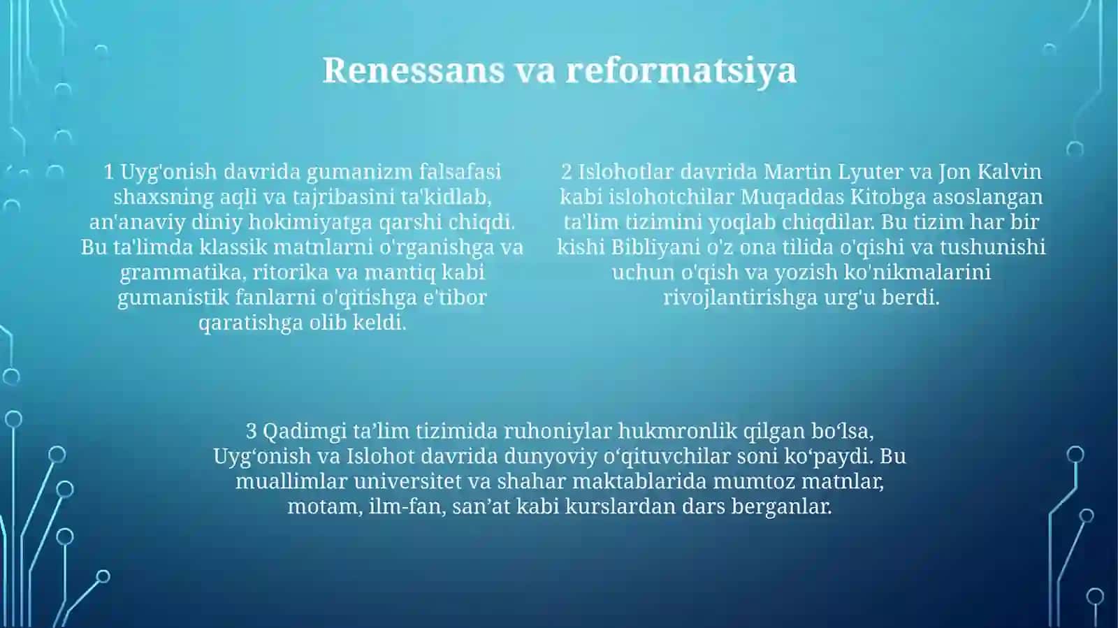 Erta ta'lim (XV-XVI asrlar) 3