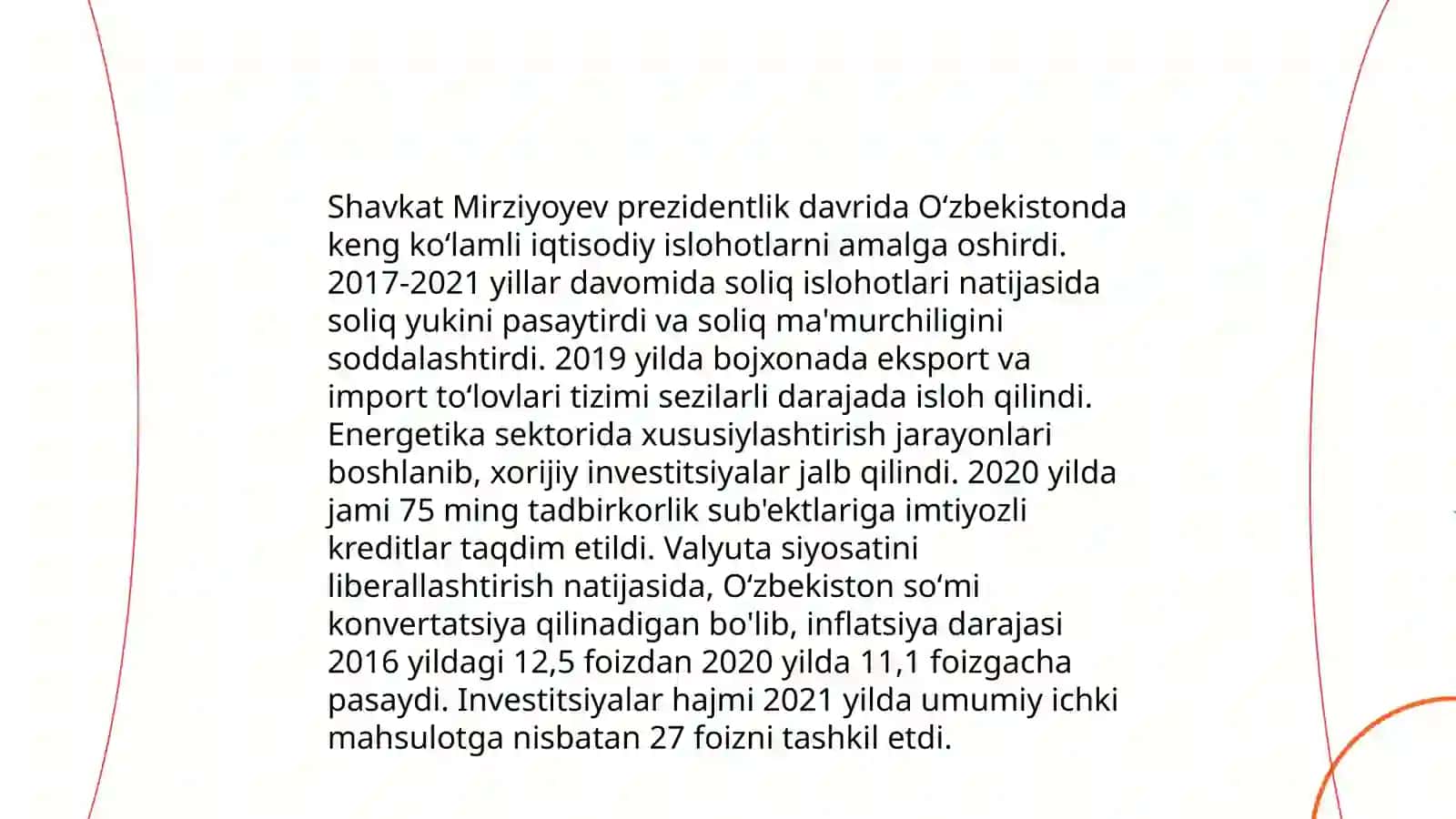 Shavkat Mirziyoyevning iqtisodiy islohotlari 3