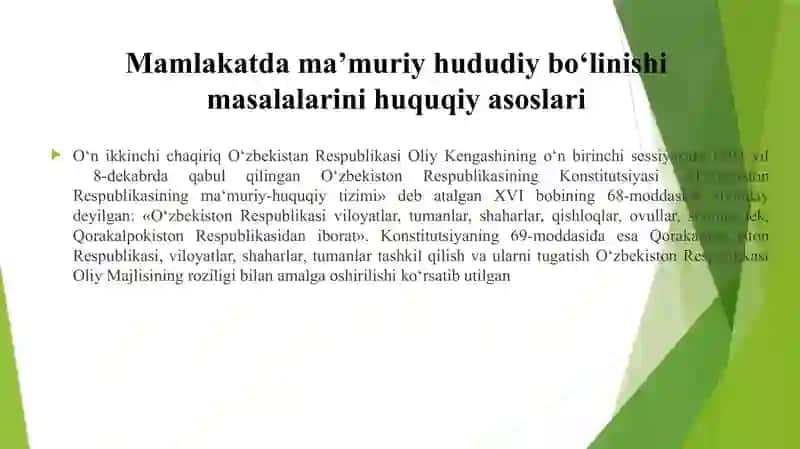 O‘zbekiston Respublikasining ma‘muriy hududiy tuzilishi va ularning mintaqaviy rivojlanishi 3