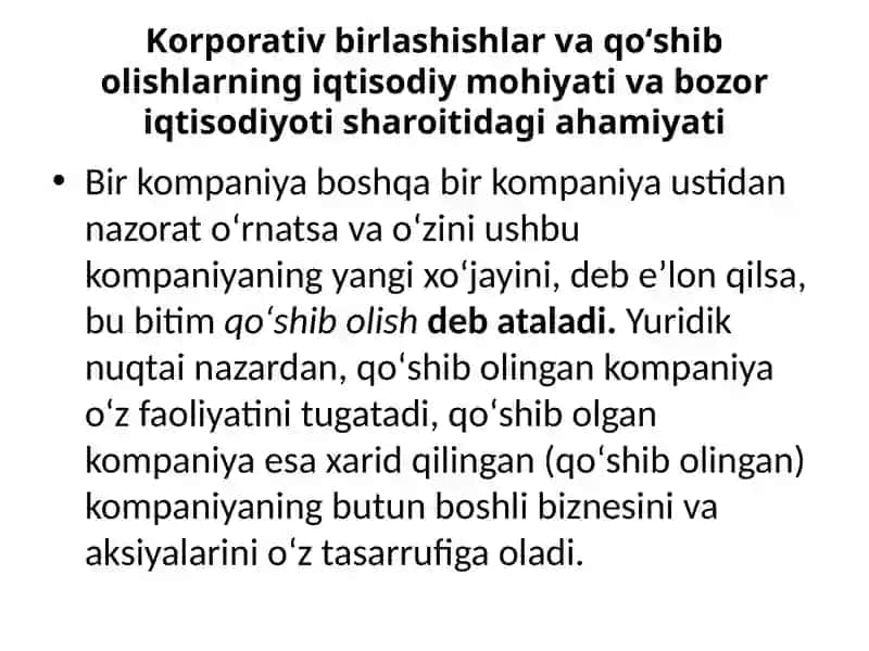KORPORATIV BIRLASHISHLAR VAQOʻSHIBOLISHLAR 3