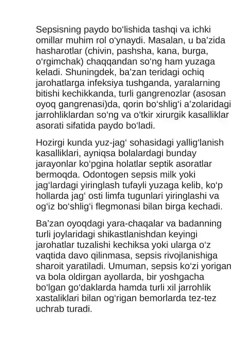Sepsis: sabablari, belgilari, turlari va davolash 3