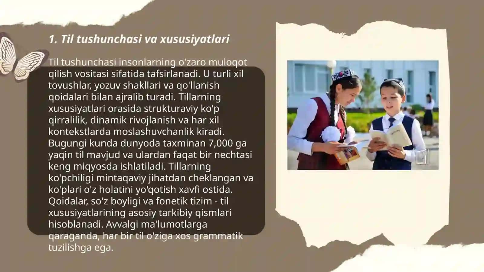 Til haqida malumotlar. Fon va fanema 3