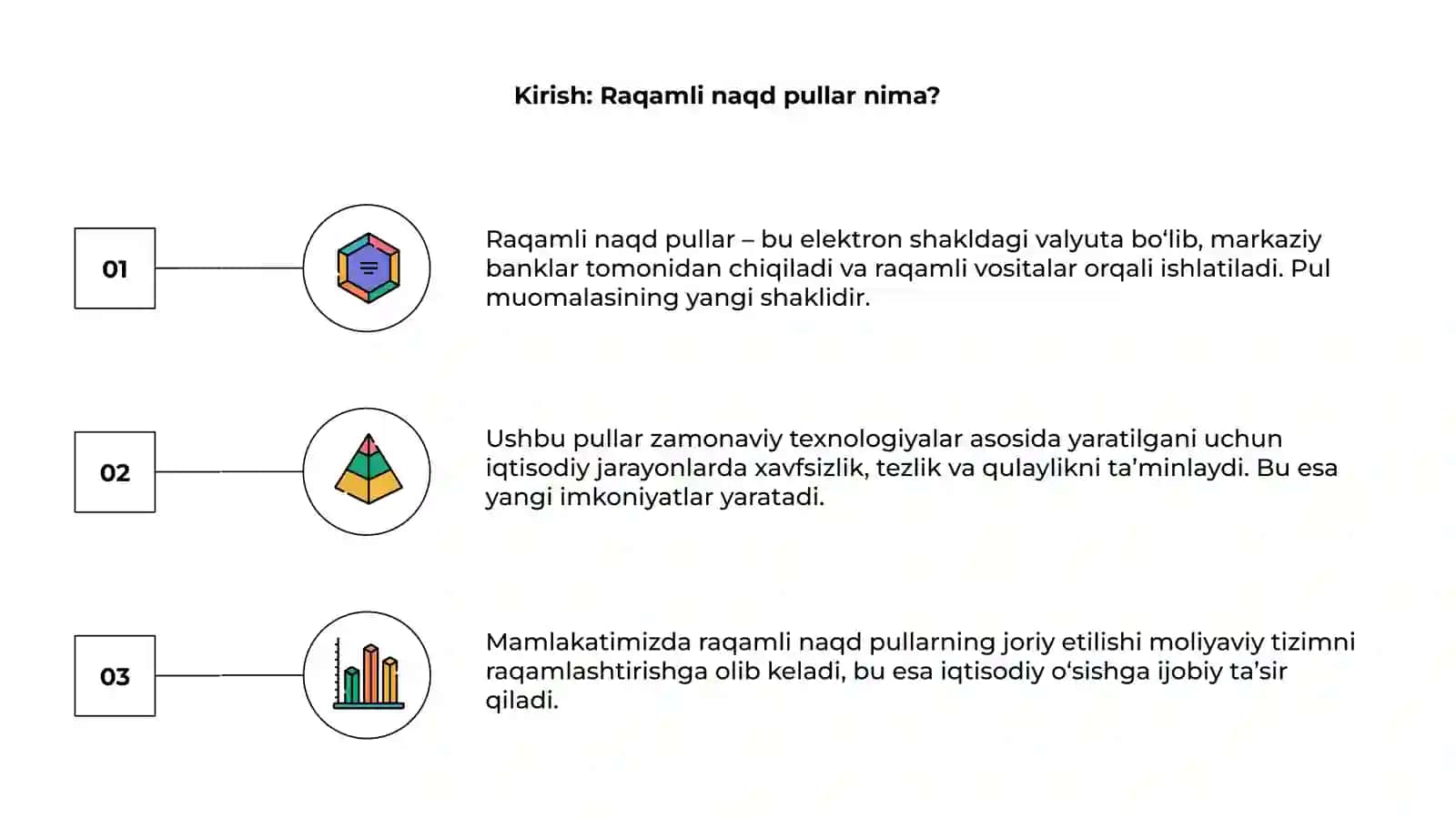 Raqamli naqd pullar va ularning mamlakatimizdagi iqtisodiy orni va ahamiyati 3