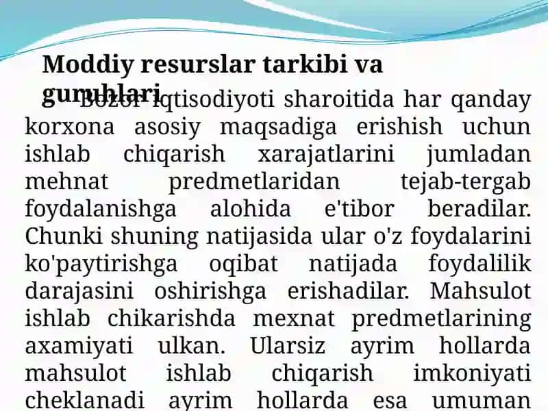 Moddiy resurslar bilan ta’minlanganlik tahlili 3