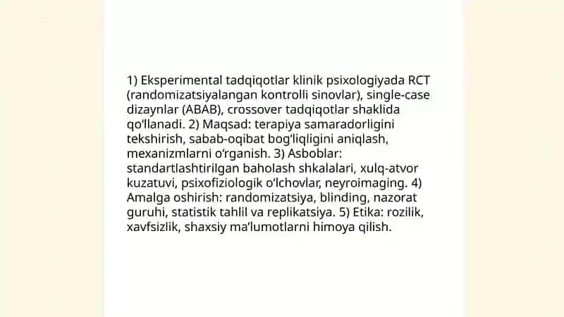 Zamonaviy psixologiya tarmoqlarida tadqiqot metodlarining qo'llanilishi 3