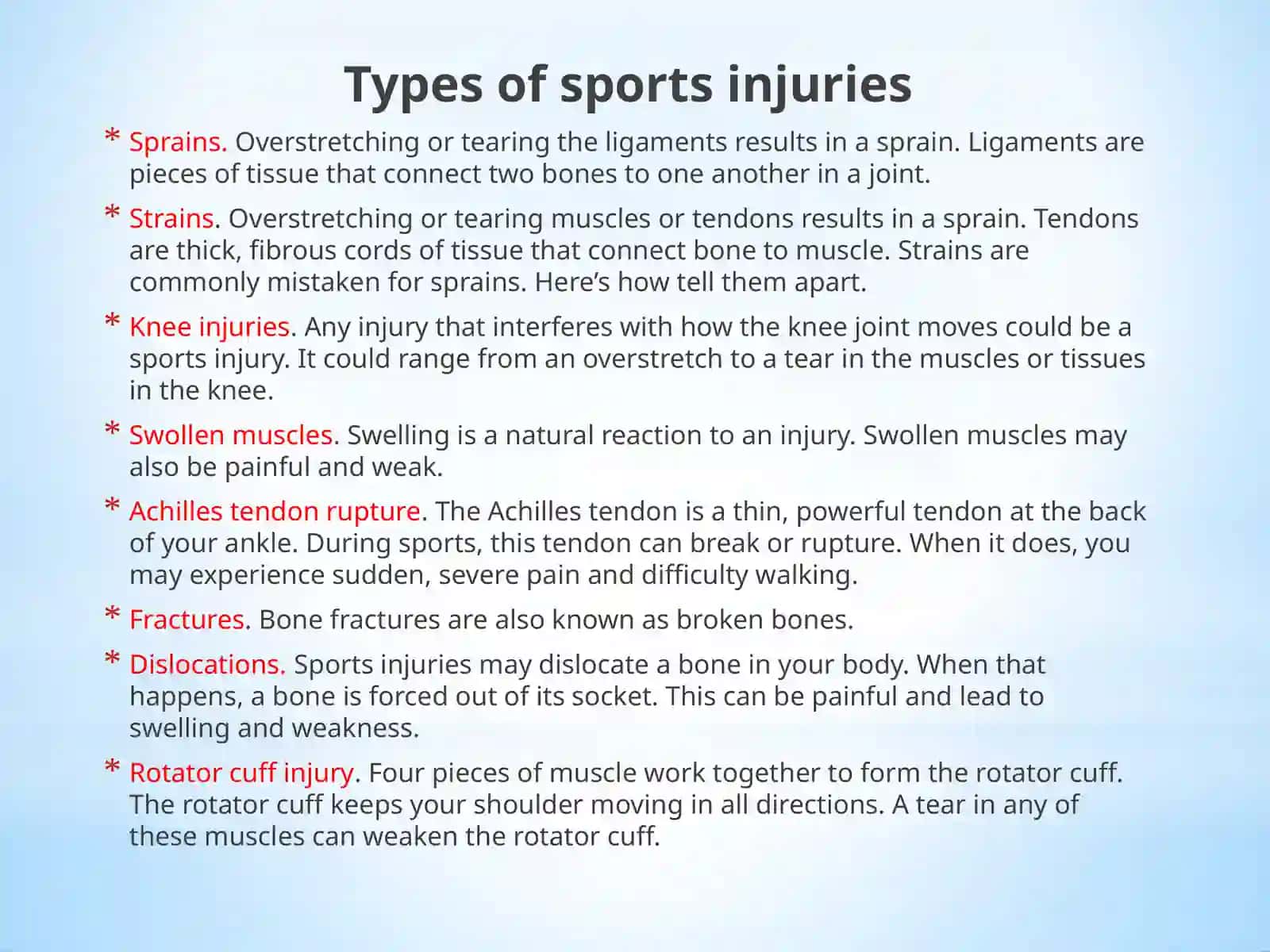 Sports medicine. Lesson 2.Signs andsypmtoms.Types of questions 3