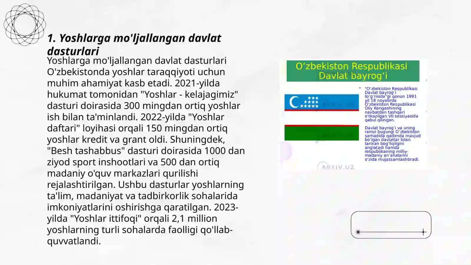 Yoshlarga berilayotgan e'tibor va dasturlar 3