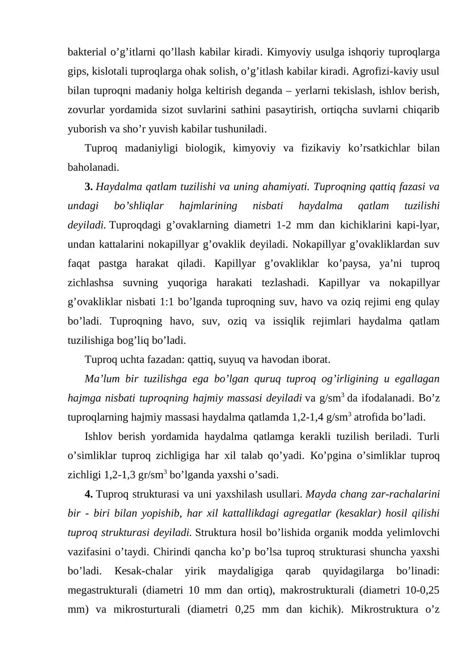 Tuproq unumdorligi, madaniyligi va struкturasi 3