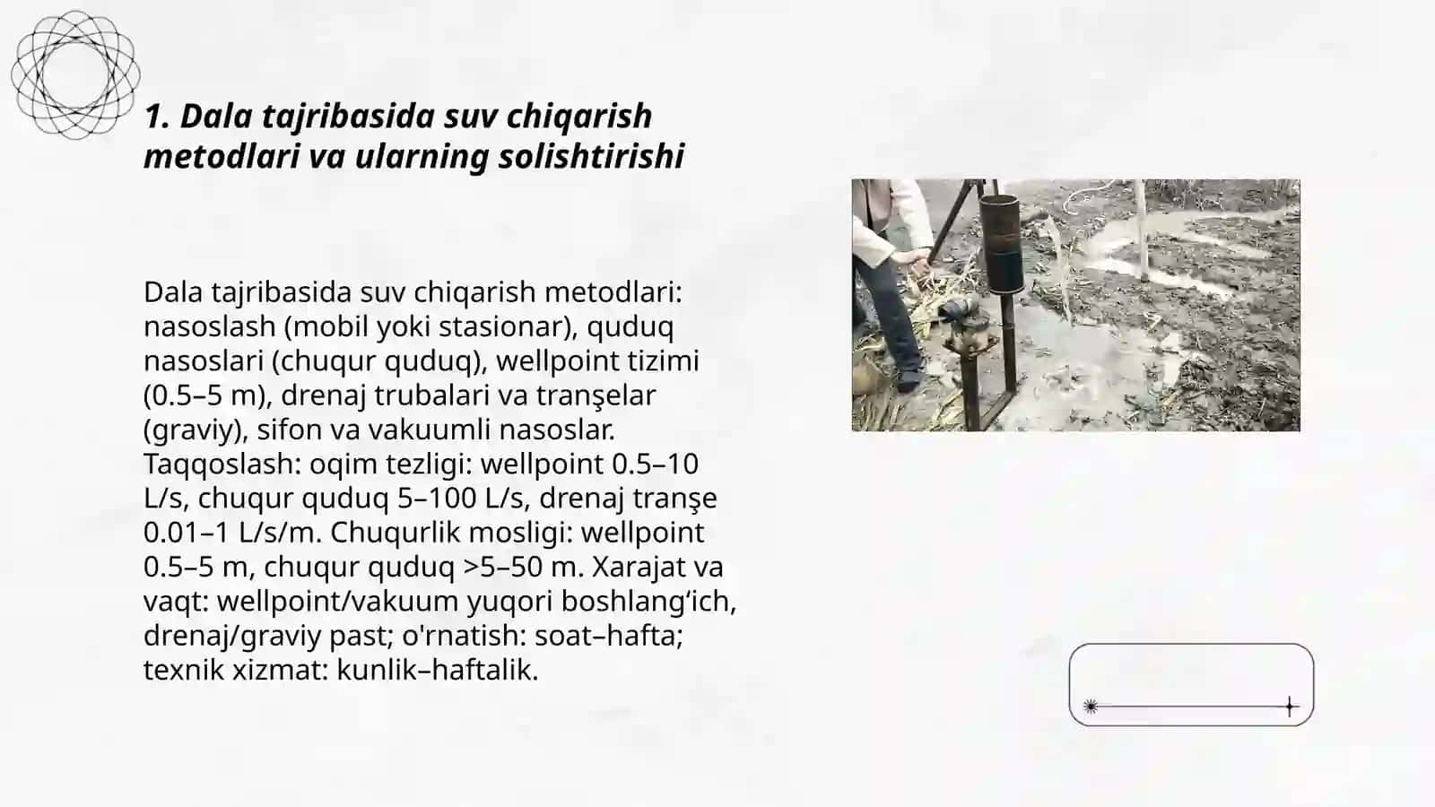 Dala tajriba sizish ishlaridan- suv chiqarish 3
