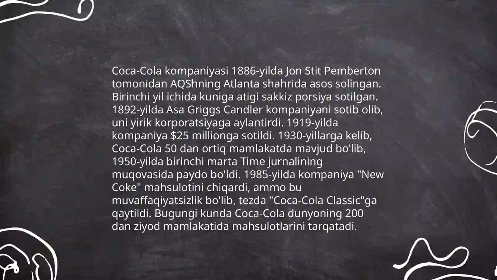 Coca-Cola kompaniyasining tarixiy rivojlanishi 3