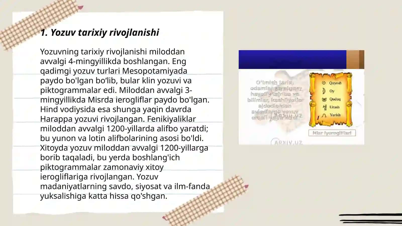 Yozuv tarixiy rivojlanishi 3