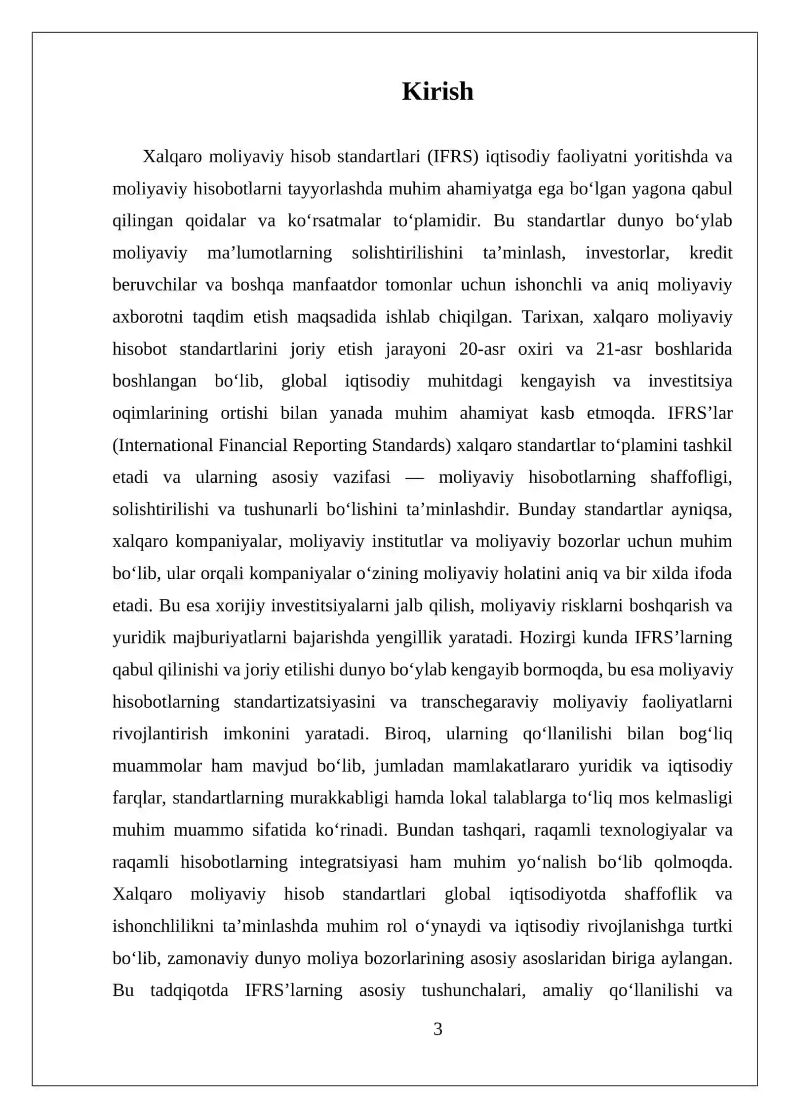 XALQARO MOLIYAVIY HISOB STANDARTLARNING (I F R S) AHAMIYATI 3