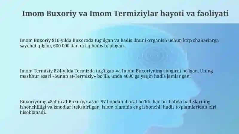 Imom Buxoriy va Imom Termiziylar hayoti va ilmiy faoliyati 3