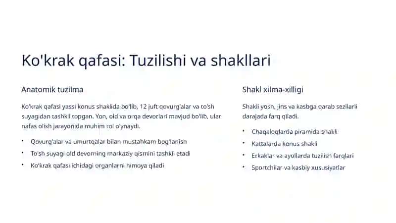 Nafas olish tizimini ko'zdan kechirish: Ko'krak qafasi shakllari va nafas turlari 3