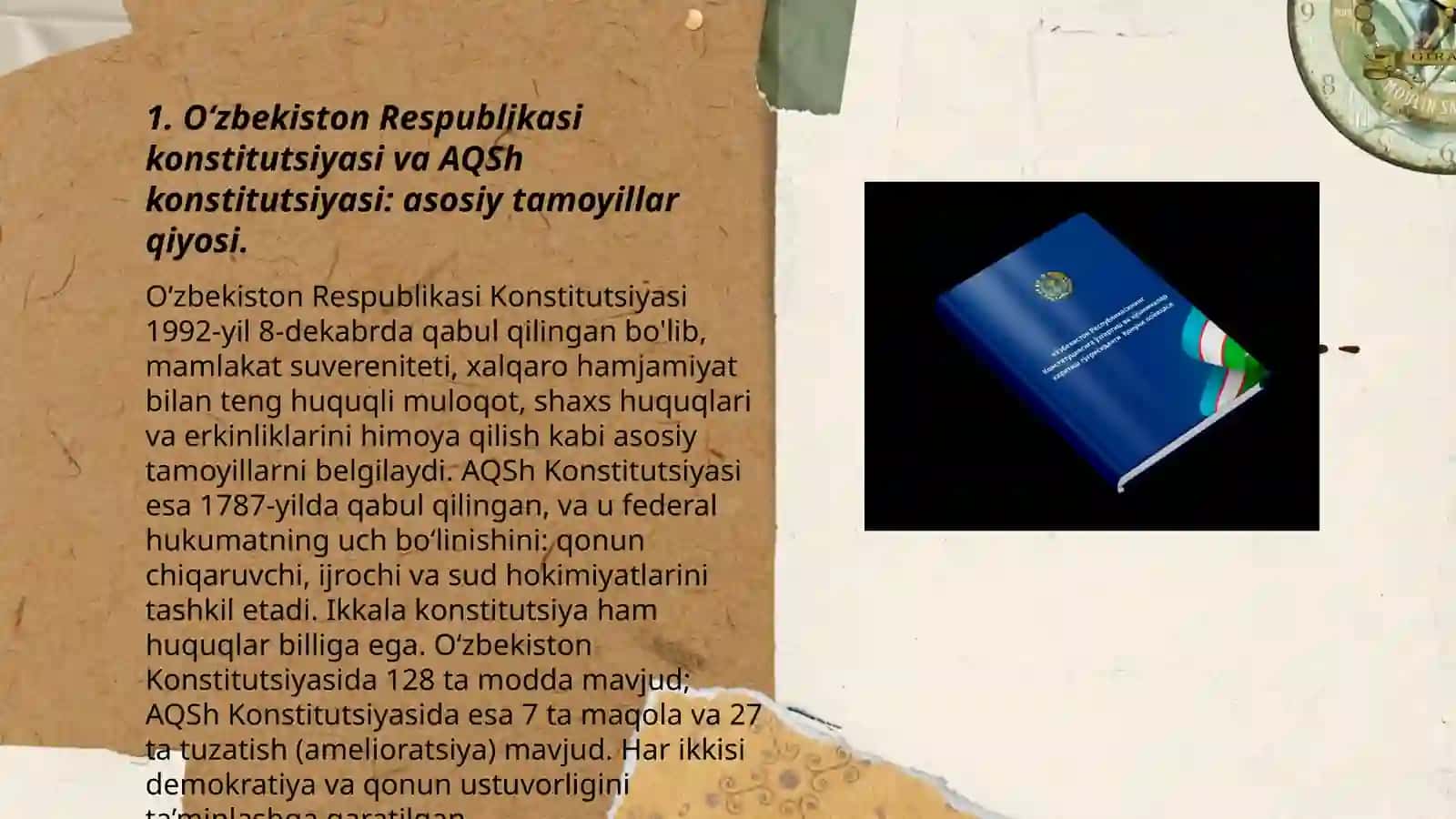 Oʻzbekiston Respublikasi konstitutsiyasi va AQSh konstitutsiyasi: asosiy tamoyillar qiyosi 3