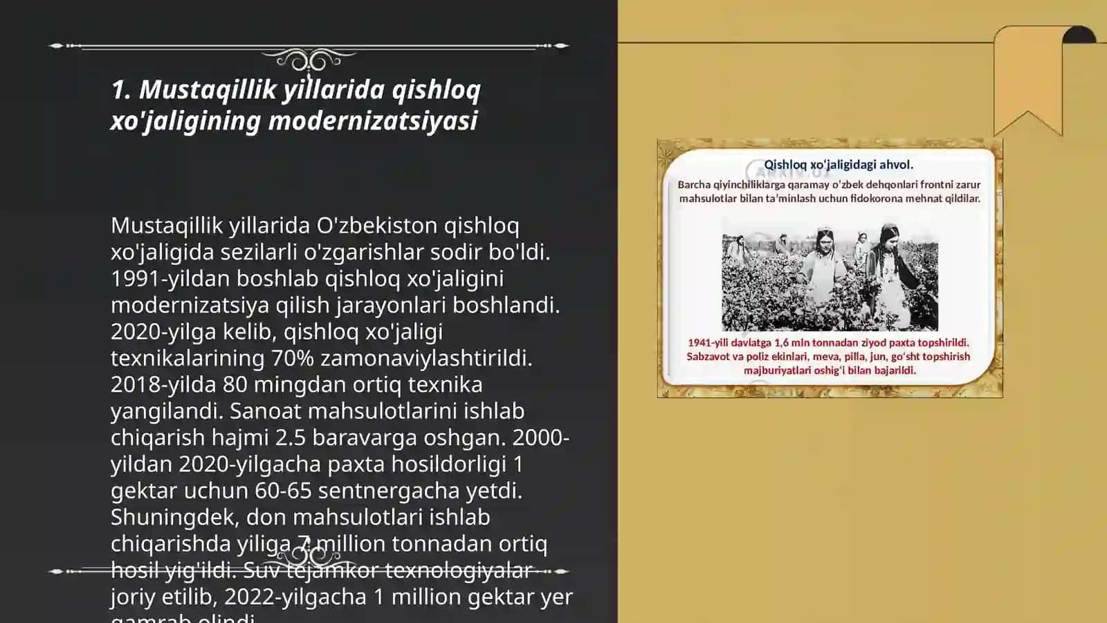 Mustaqillik yillarida qishloq xo'jaligi va sanoat sohasidagi o'zgarishlar 3