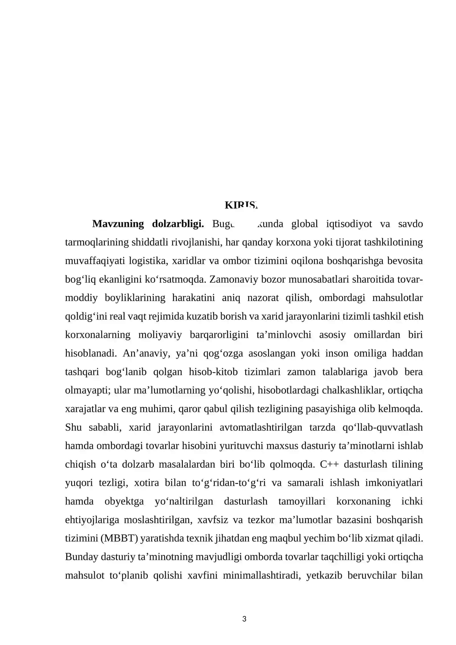 Xarid jarayonlarini qo‘llab-quvvatlash hamda ombordagi tovarlar hisobini yuritish dasturini yaratish 3