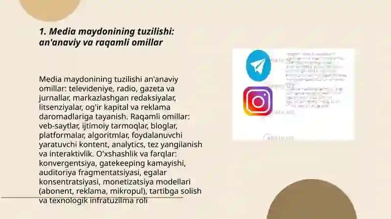 Media maydon tuzilishi va internet jurnalistikasida raqobat muhiti 3