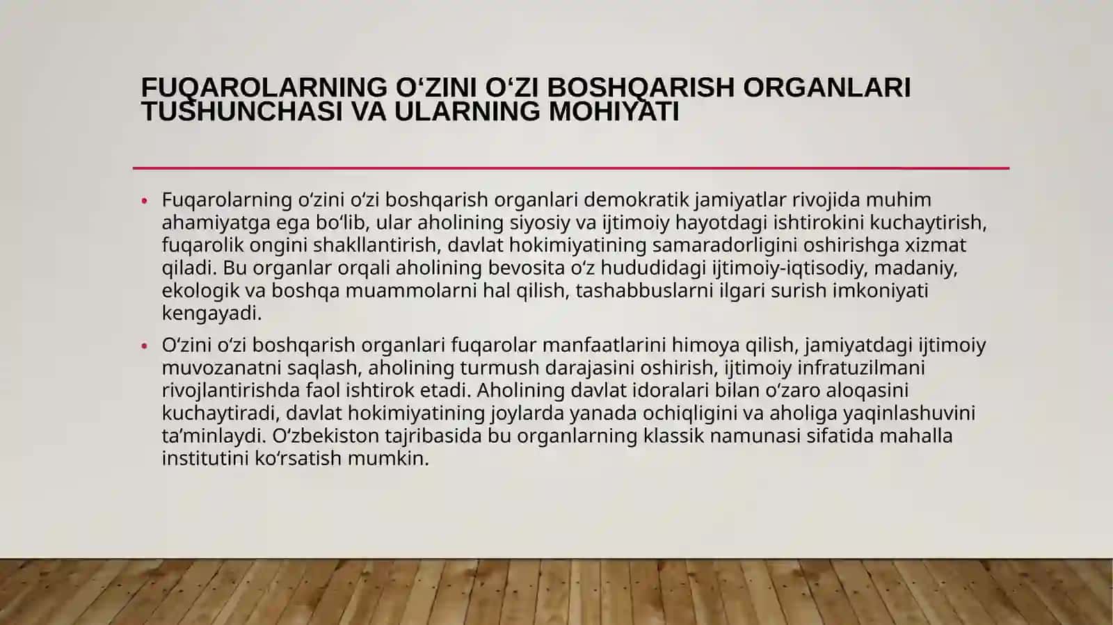 Fuqarolarning o‘zini o‘zi boshqarish organlari faoliyati va ularning jamiyatni demokratlashtirishda tutgan o‘rni 3