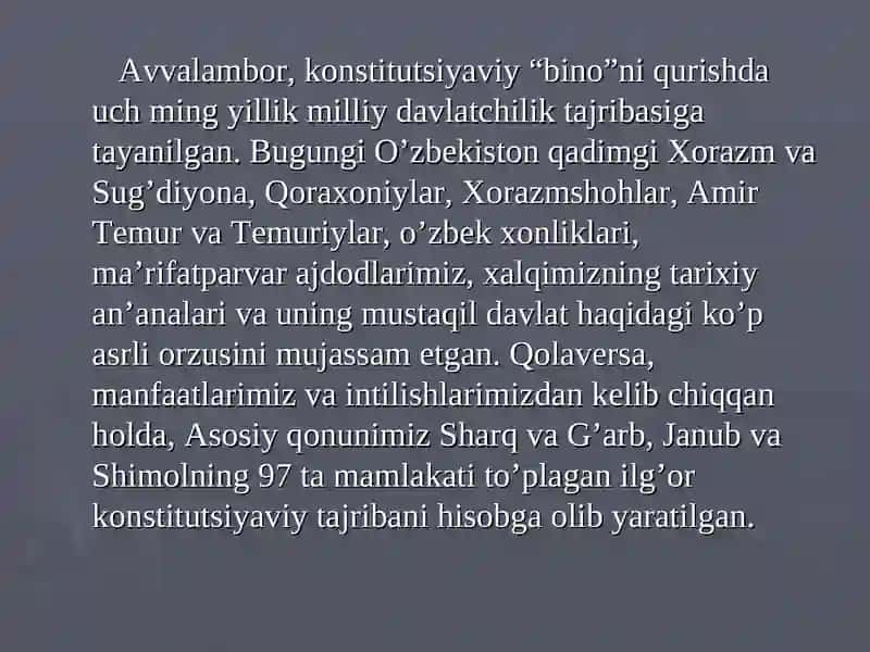O’zbekiston Respublikasi Konstitutsiyasining nazariy asoslari, tarixi va rivojlanishi 3