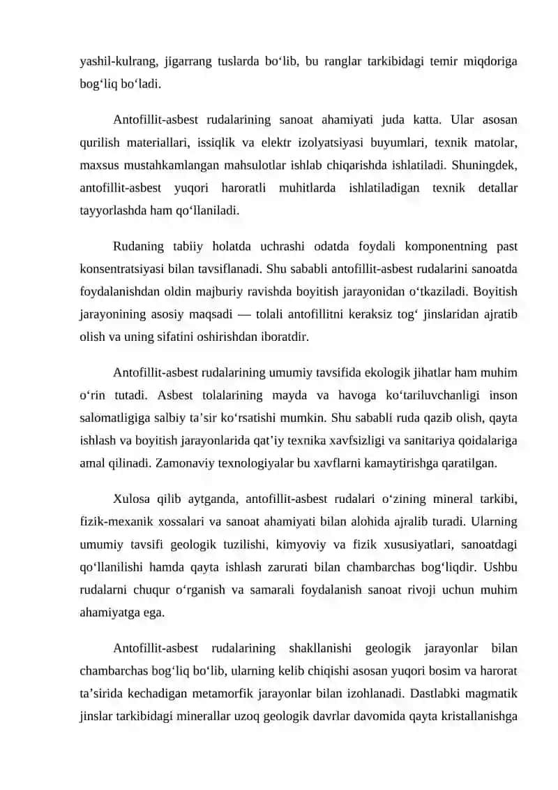 Antofillit-asbest rudalarini boyitish 3