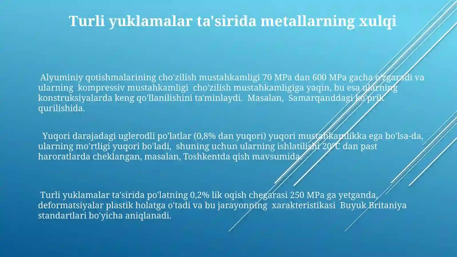 Metallarning Mexanik Xossalari va Ularning Yük Ta'siriga Reaksiyasi 3