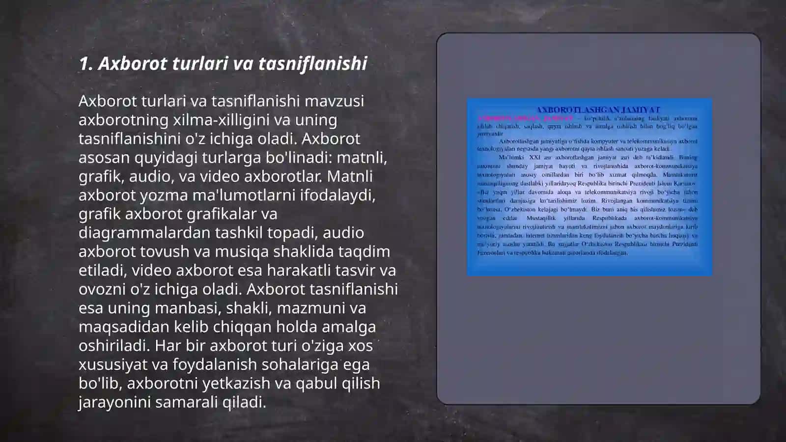 Axborot turlari va ishonchliligi 3