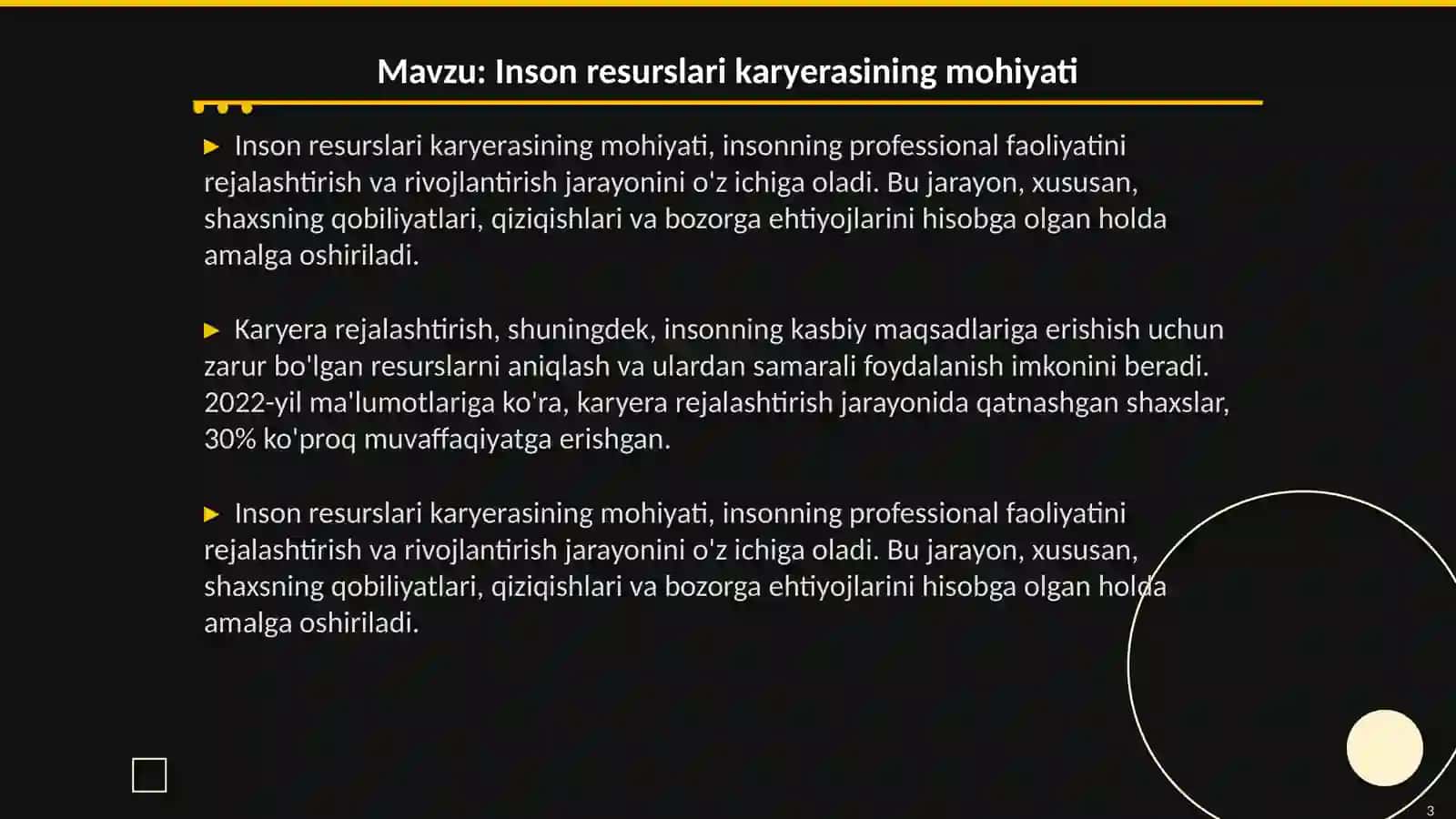 Inson resurslarini karyerasini rejalashtirish va rivojlantirish 3
