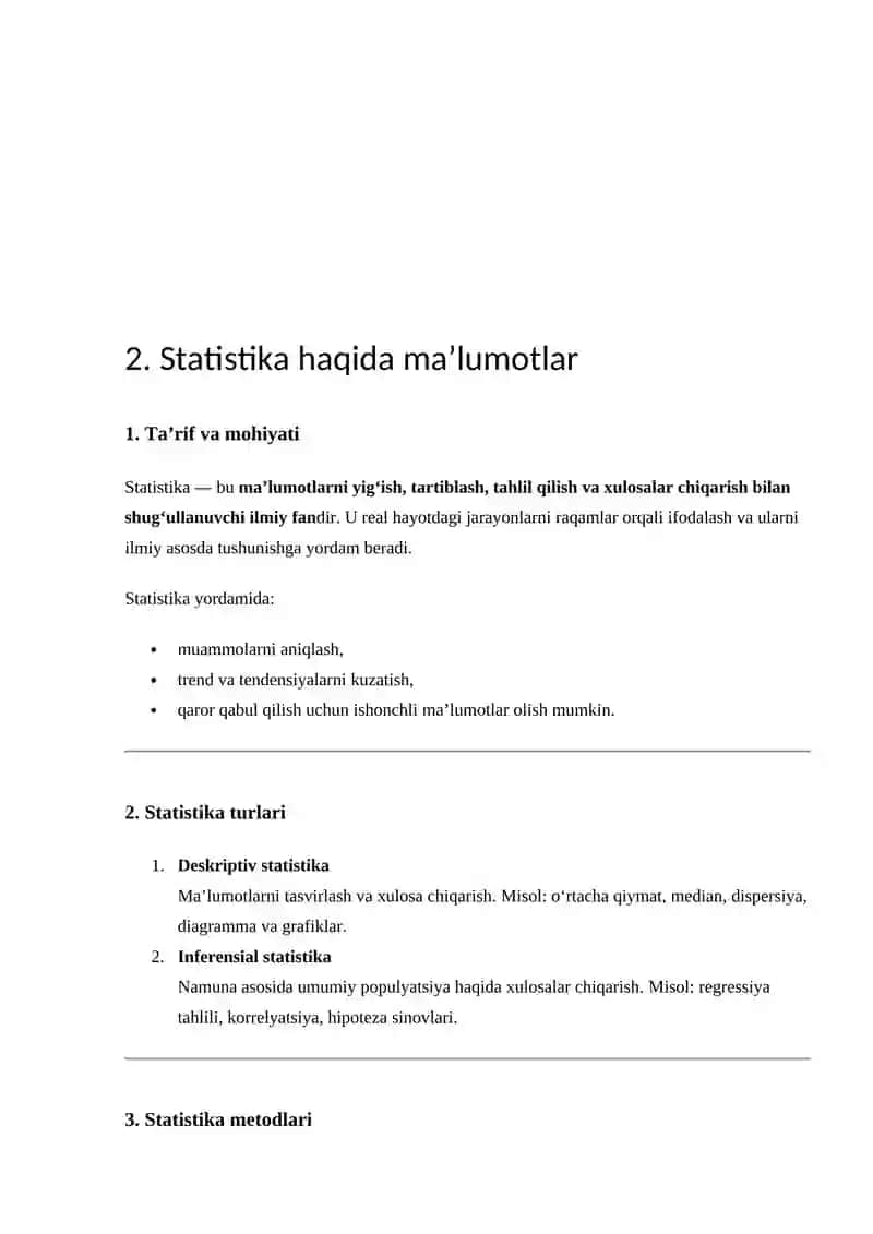 Statistika va Ekonometrika 3