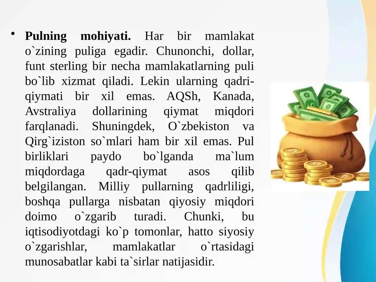 Pul va Pul Tushunchasi 3