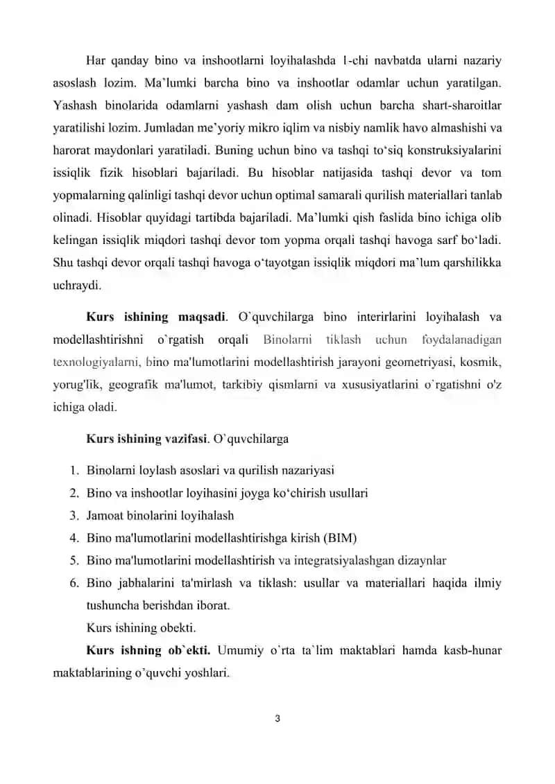 BINO INTERIRLARINI LOYIHALASH VA MODELLASHTIRISHNI O`RGANISH 3
