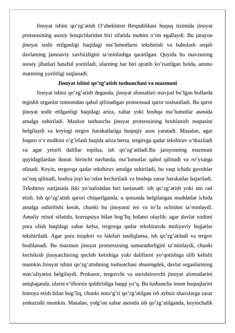Jinoyat ishini qo’zg’atish, uning sabablari va asoslari 3