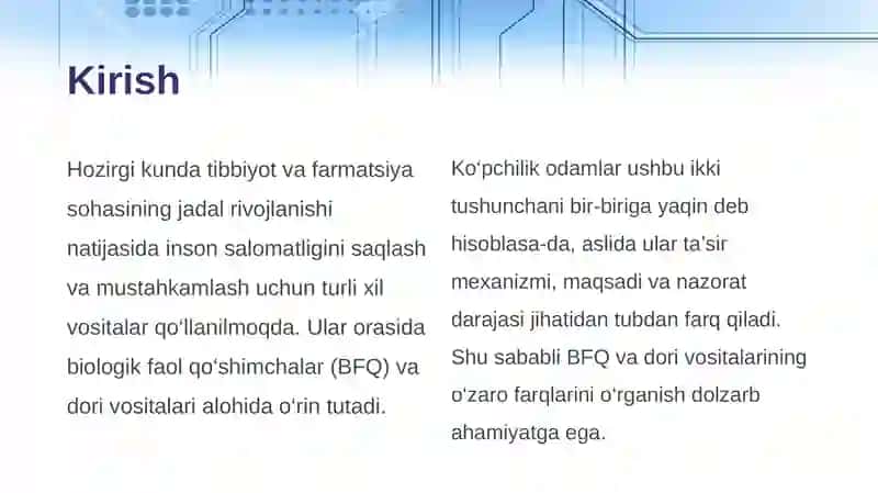 Biologik faol qo‘shimchalar va dori vositalarining qiyosiy tahlili. 3