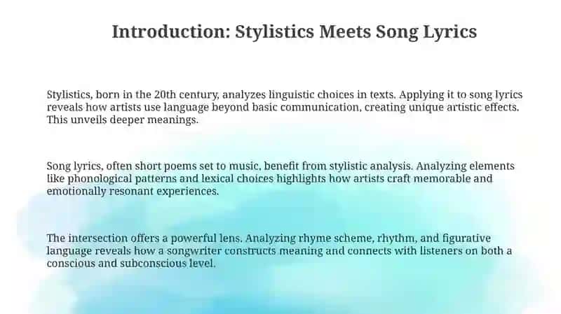 Stylistics in song lyrics 3