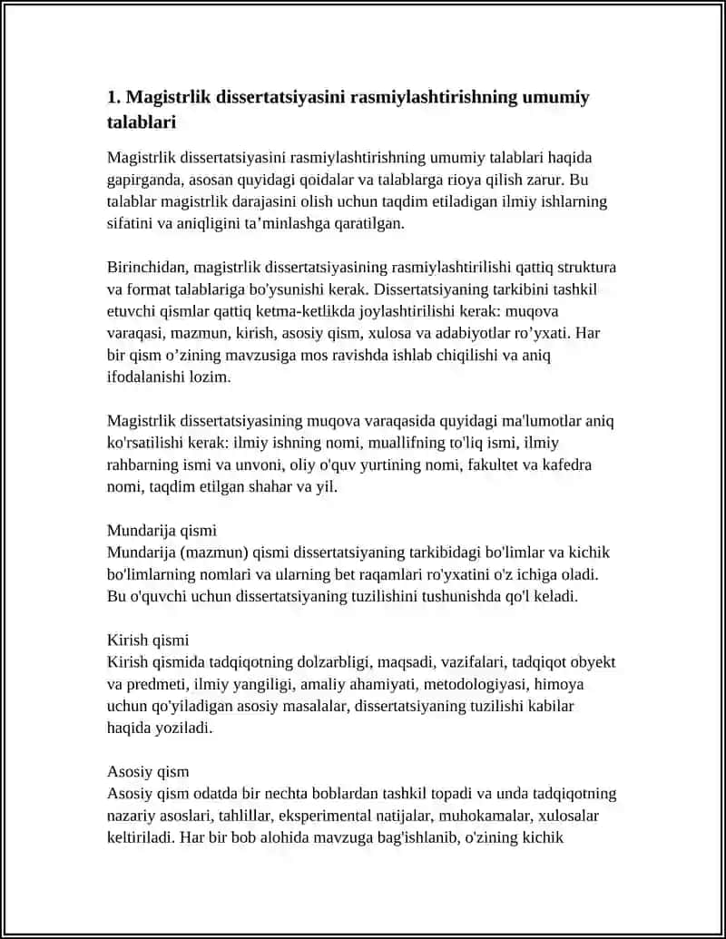 MAGISTIRLIK DISSERTATSIYASINI RASMIYLASHTIRISH 3