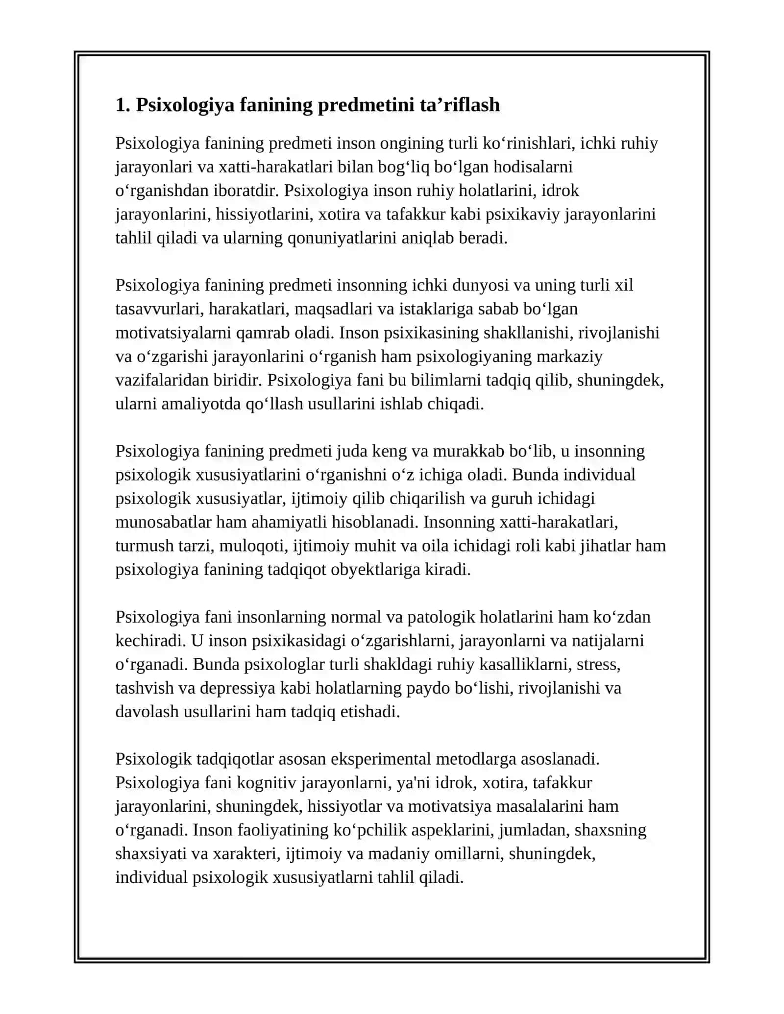PSIXOLOGIYA FANINING PREDMETI, MAQSADI VA VAZIFALARI 3