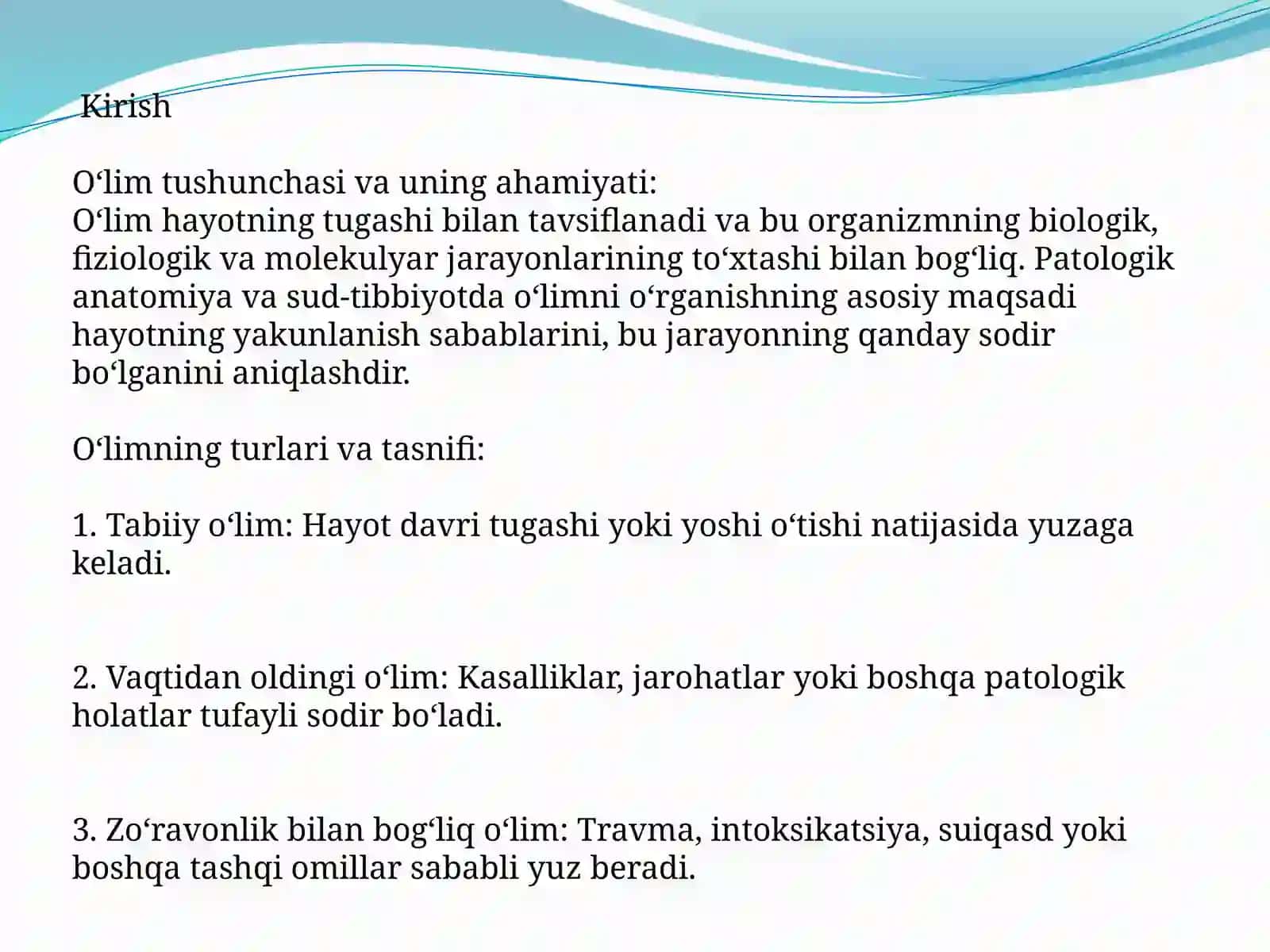 O‘lim haqida tushunchalar 3