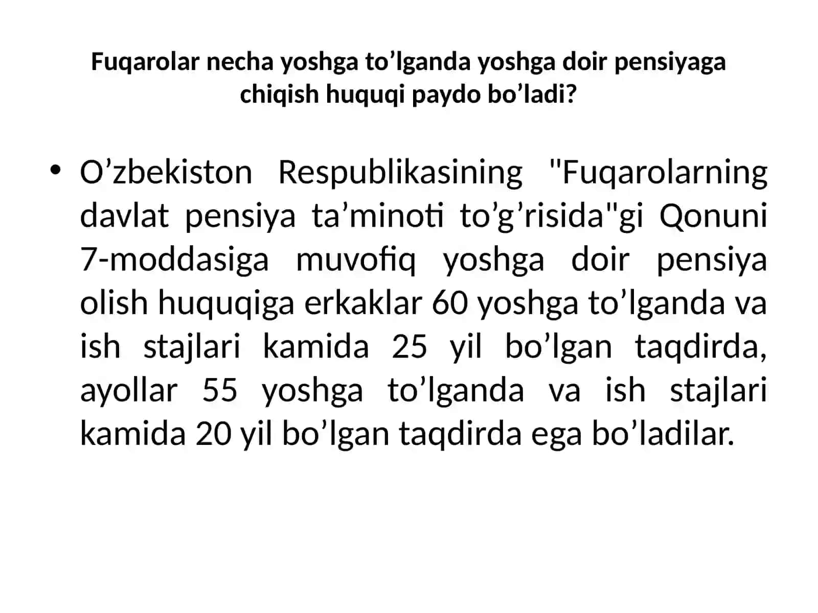 PENSIYALARNI TAYINLASH,TO'LASH VA QAYTAHISOBLASH 3