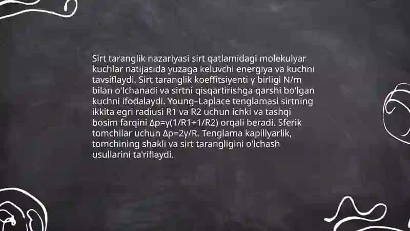 Suyuqlikning sirt taranglik koeffitsiyentini aniqlash 3